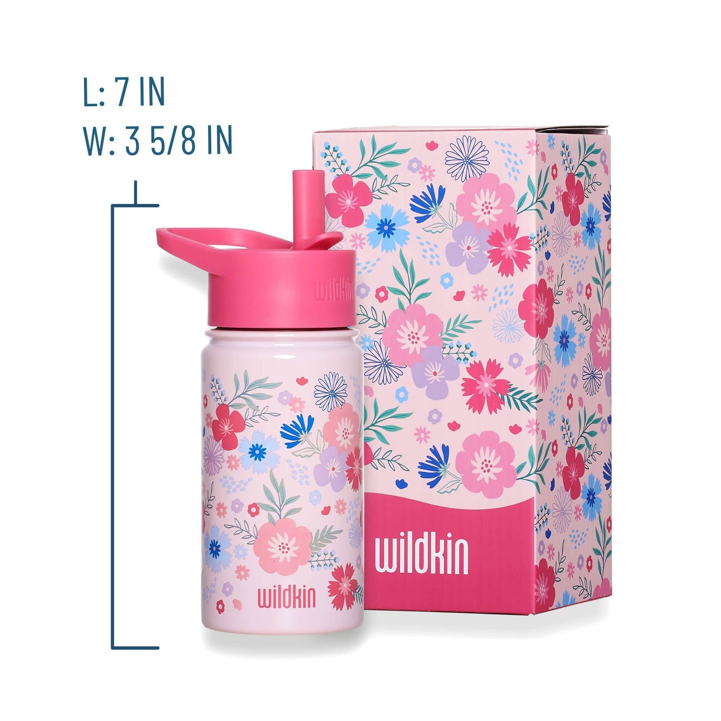 Pink Floral 14 oz Steel Water Bottle