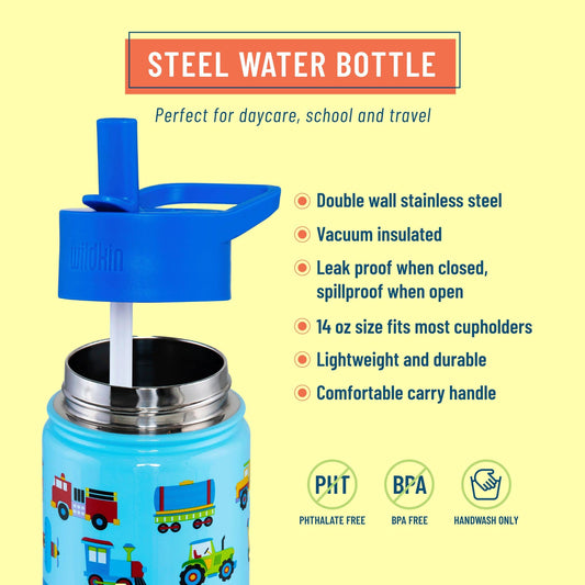 Trains, Planes & Trucks 14 oz Stainless Steel Water Bottle