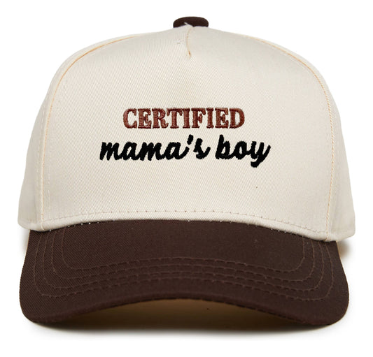 Kids/Baby 2Tone Vintage Cap: Certified Mamas Boy - Brown/Beige