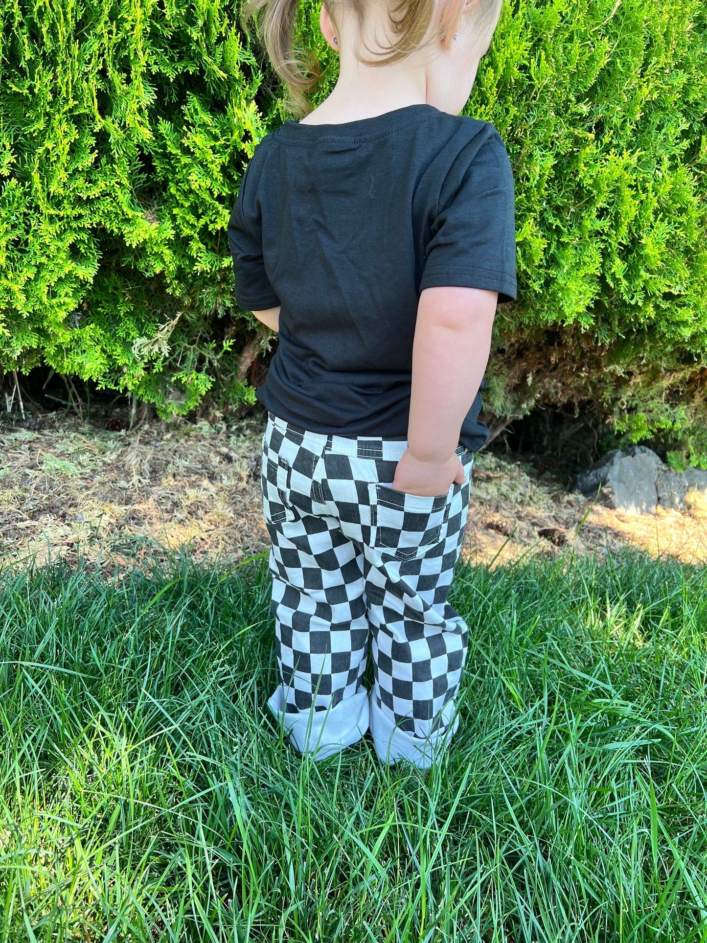 Black & White Checkered Denim