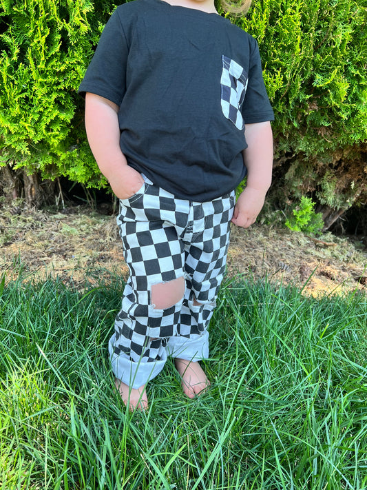 Black & White Checkered Denim