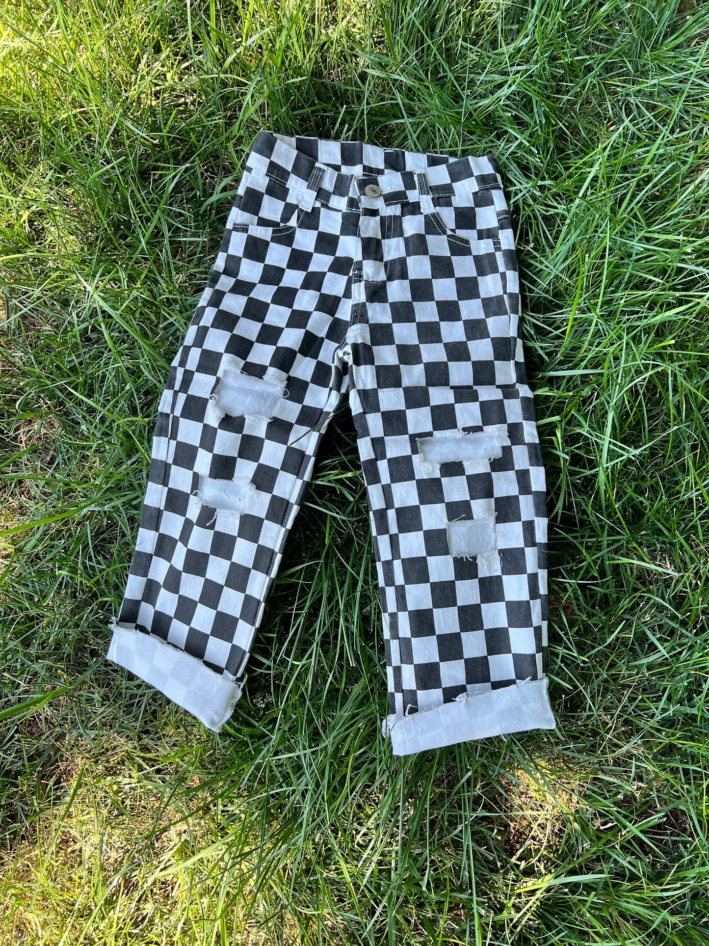 Black & White Checkered Denim