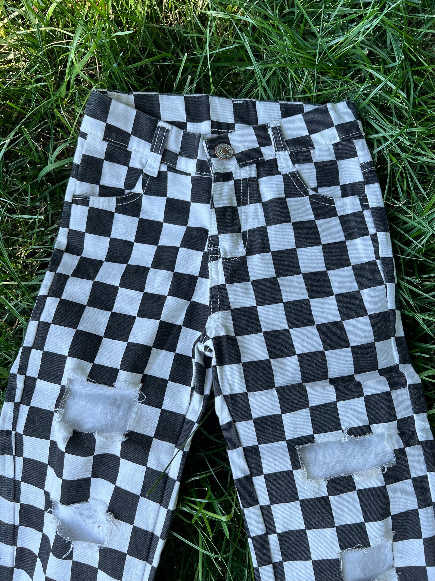 Black & White Checkered Denim
