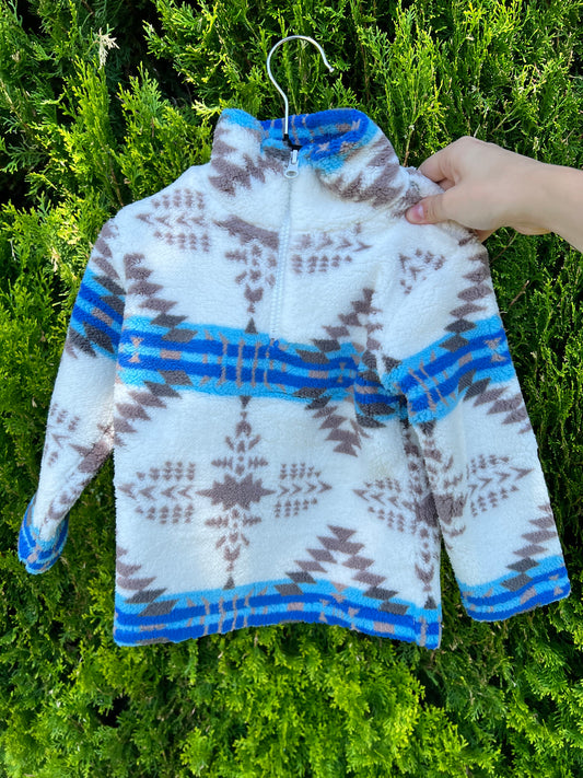 Blue Aztec Sherpa Pullover