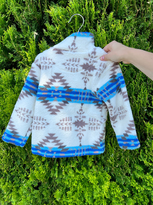 Blue Aztec Sherpa Pullover