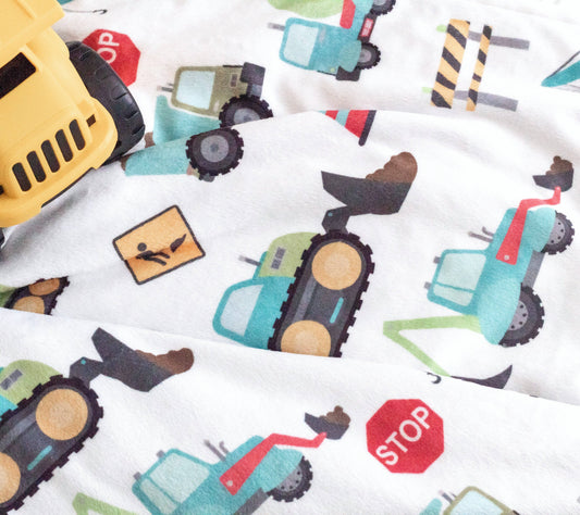 Toddler Minky Blanket - Construction Trucks
