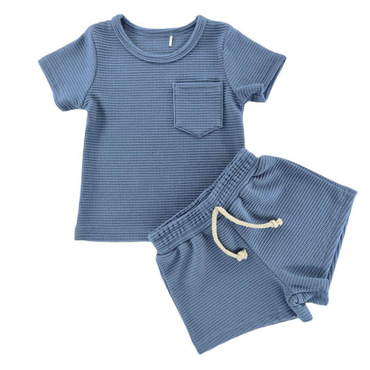 Dusty Blue Waffle Pocket Set