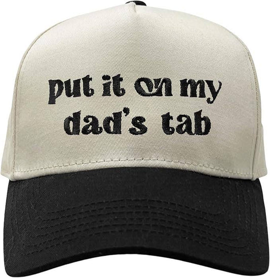 Kids/Baby Two Tone Vintage Cap - Put It on My Dad's Tab - Black/Beige